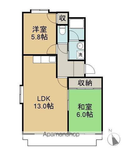 シャルマン(2LDK/2階)の間取り写真