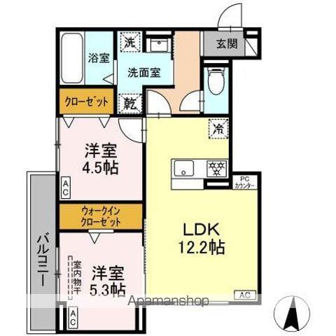 ルヴィータ大秋(2LDK/3階)の間取り写真