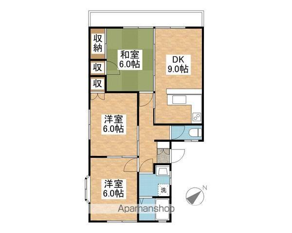 ピュアガーデン(3DK/2階)の間取り写真