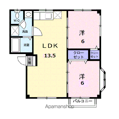 グリーンコーポ(2LDK/2階)の間取り写真