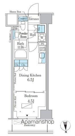 パークアクシス新宿百人町(1DK/5階)の間取り写真