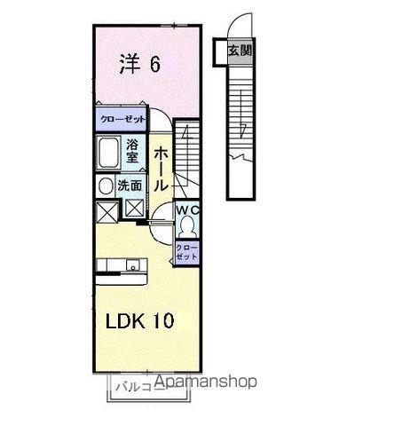 メリオルカザA(1LDK/2階)の間取り写真