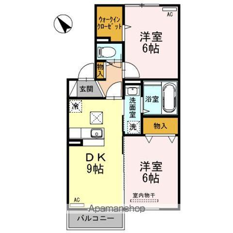 シャルマンドール(2DK/1階)の間取り写真