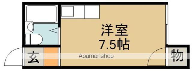 旭ヶ丘コーポ(ワンルーム/2階)の間取り写真