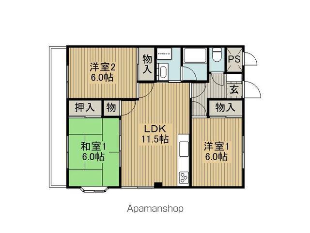 サンリツ・プレース茅野A棟(3LDK/1階)の間取り写真