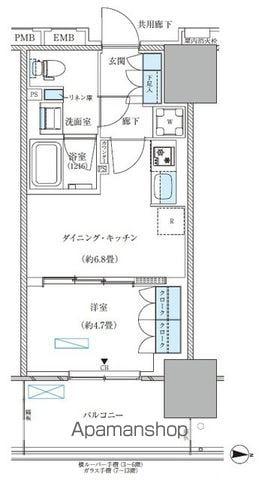 パークアクシス西大島コンフォートスクエア(1DK/6階)の間取り写真