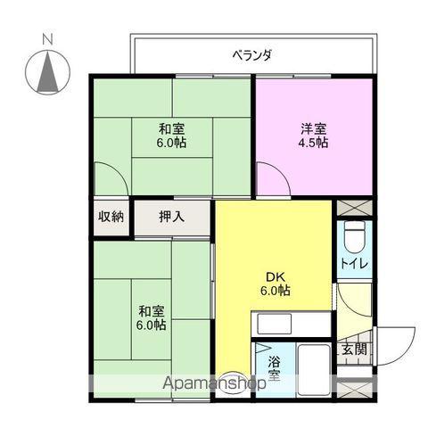 ハイツ柿の実Ⅰ(3DK/2階)の間取り写真