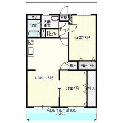 エスポワール2田井(2LDK/3階)の間取り写真