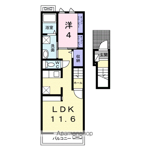 サンテールⅢ B(1LDK/2階)の間取り写真