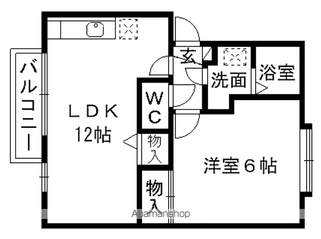 ウィルモア田迎(1LDK/2階)の間取り写真