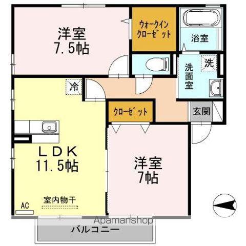 フォレストコート B棟(2LDK/2階)の間取り写真