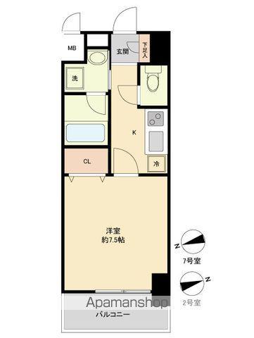 パークフラッツ本町(1K/12階)の間取り写真