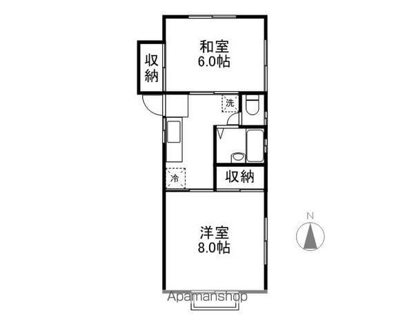メープルハイツ(2K/1階)の間取り写真