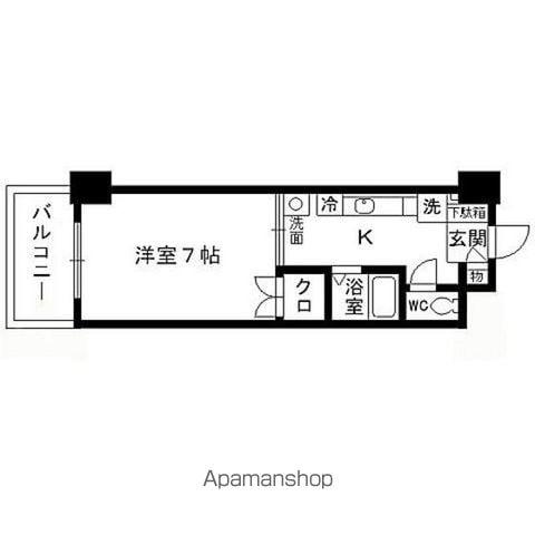 ベルボア(1K/4階)の間取り写真