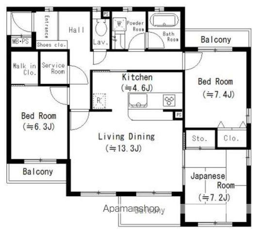 ラフィネメゾン瑞穂(3LDK/3階)の間取り写真