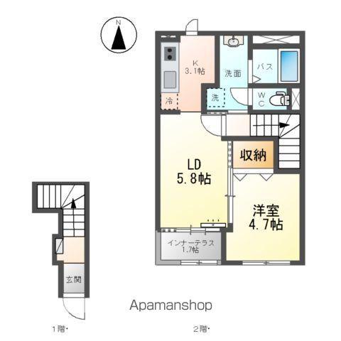 アクシィヴⅩ(1LDK/2階)の間取り写真