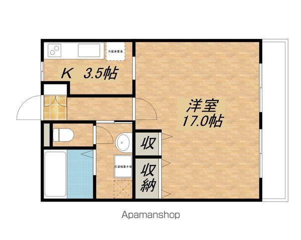 ベルヴィ大将軍(1K/2階)の間取り写真