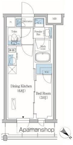 プライムブリス品川旗の台(1DK/3階)の間取り写真