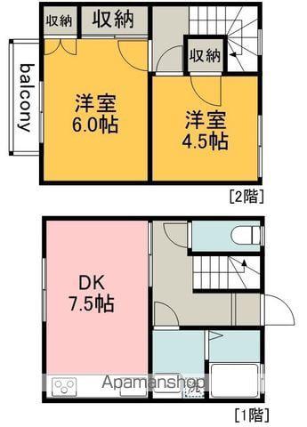 テラスハウスＨＡＧＯＲＯＭＯ(2DK)の間取り写真
