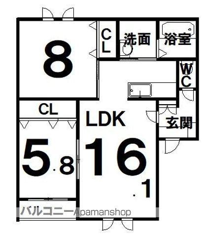 アシュトンⅡ(2LDK/2階)の間取り写真