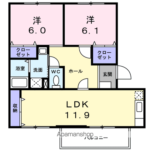 メゾンプルミエールⅢ(2LDK/1階)の間取り写真