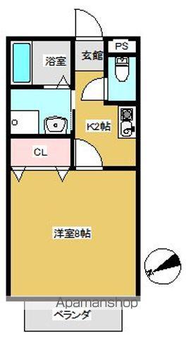 シルクハイツ(1K/2階)の間取り写真