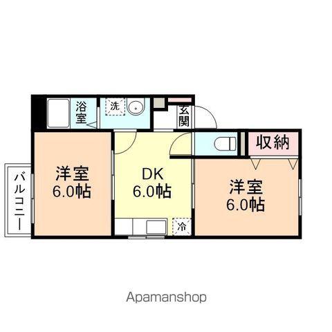 ベルいわせ野(2DK/1階)の間取り写真