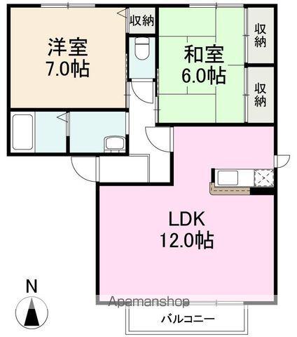 ディアスM(2LDK/1階)の間取り写真