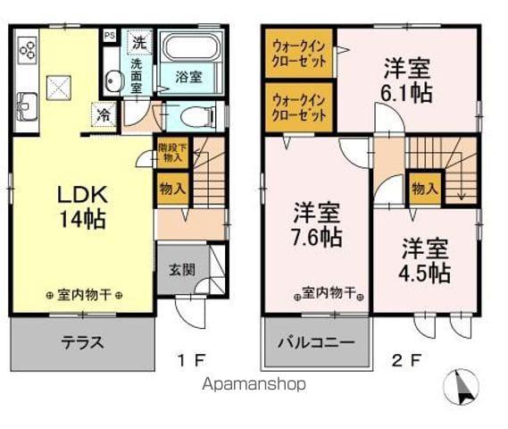 南武線 谷保駅 徒歩4分 2階建 築10年(3LDK)の間取り写真
