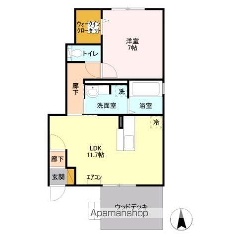 ホープライトA(1LDK/1階)の間取り写真