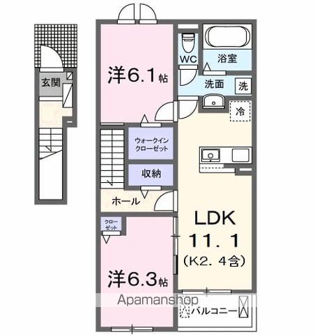 フィレール(2LDK/2階)の間取り写真