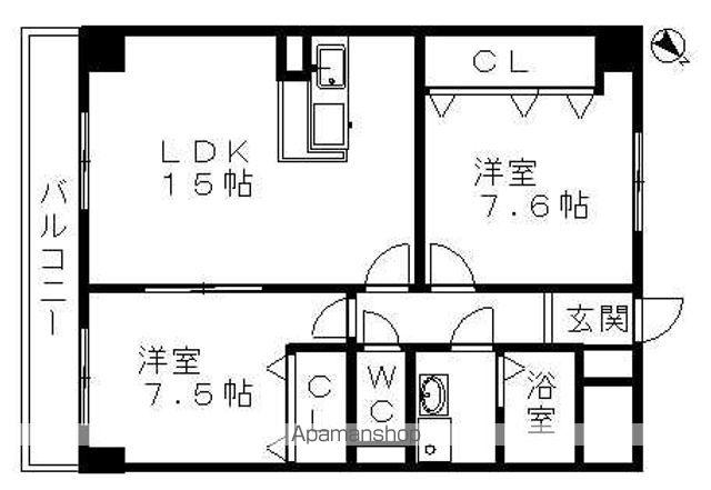 グランツ清須(2LDK/4階)の間取り写真