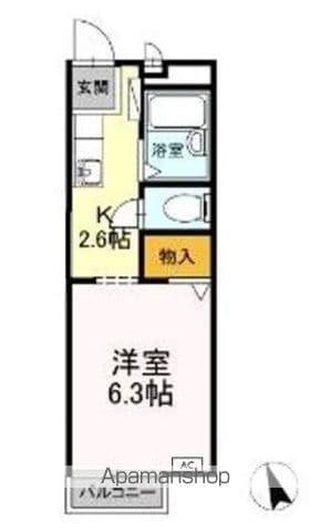 サンガーデンさつき E(1K/2階)の間取り写真