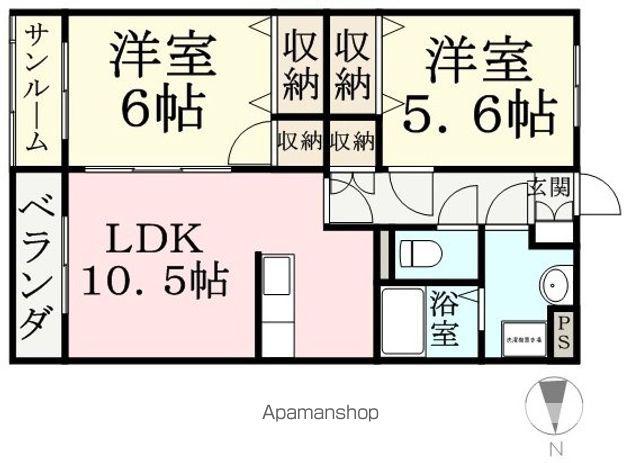 ベラージオ(2LDK/2階)の間取り写真