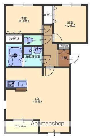 ベルフラワー弐番館(2LDK/2階)の間取り写真