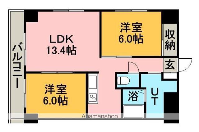 パークヒル厚別Ⅱアドニス(2LDK/8階)の間取り写真