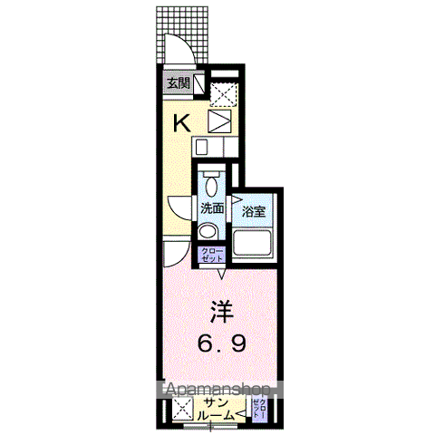 グランノール(1K/1階)の間取り写真