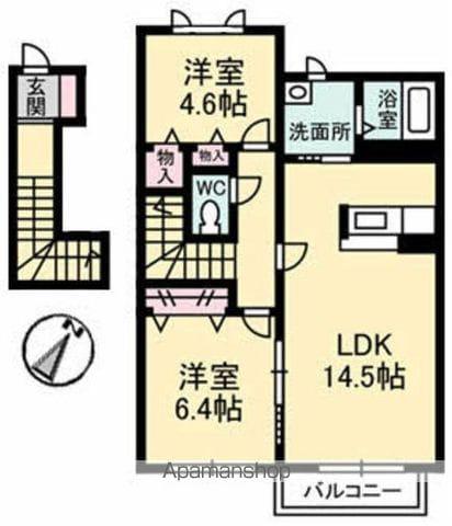 タウン表参道C棟(2LDK/2階)の間取り写真