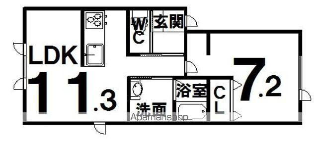 エスペランサⅧ(1LDK/2階)の間取り写真