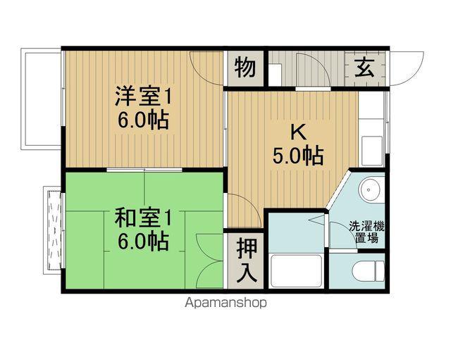 フレグランスすわB棟(2K/2階)の間取り写真