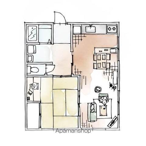 ニューハイツ美濃(1LDK/1階)の間取り写真