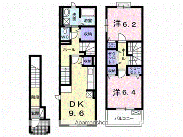 ニューカーサ・S B(2DK/2階)の間取り写真
