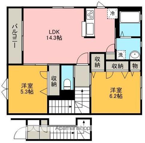 レディアⅢ(2LDK/2階)の間取り写真