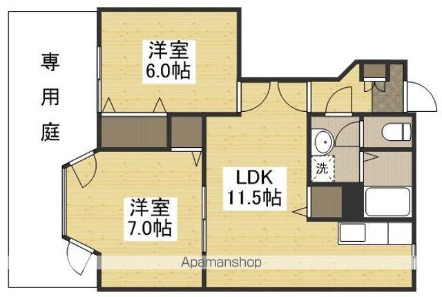 クレストール牟佐(2LDK/1階)の間取り写真