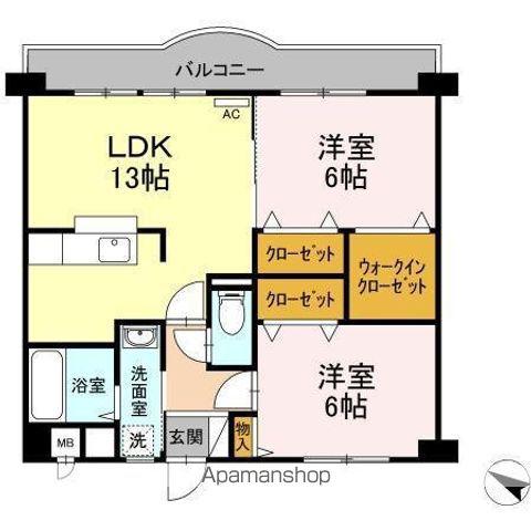 クレール長尾 Ⅱ(2LDK/6階)の間取り写真