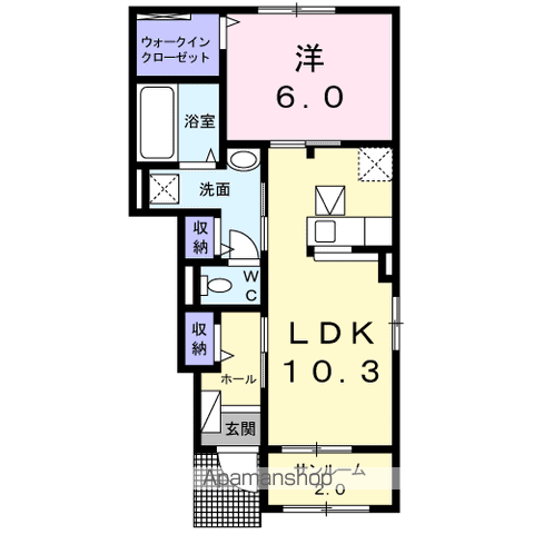 エアリーⅠ(1LDK/1階)の間取り写真