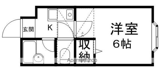 ベルシティ木ノ下(1K/2階)の間取り写真