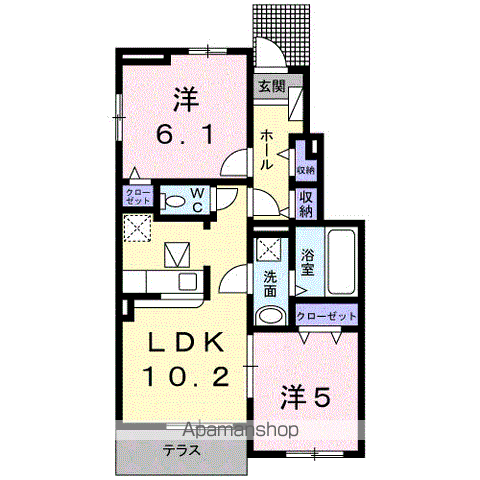 アグリ フォーリオC(2LDK/1階)の間取り写真