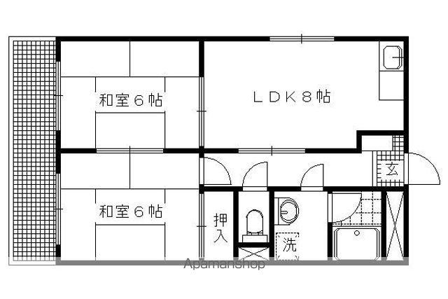 グランドールサカタ(2LDK/4階)の間取り写真