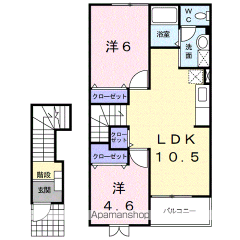 ドミールユキ(2LDK/2階)の間取り写真